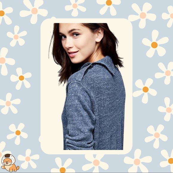 Gap Marled Grey Snap Turtle Neck Sweater - Picture 3 of 9